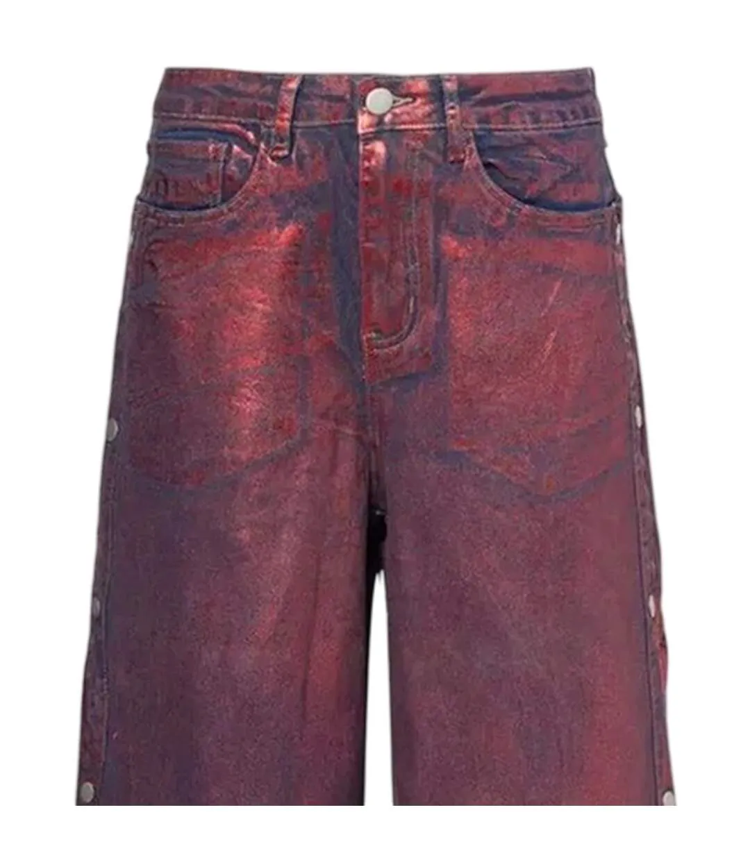 Womens/ladies Foil Wren Wide Leg Trousers Red AmyLynn-3