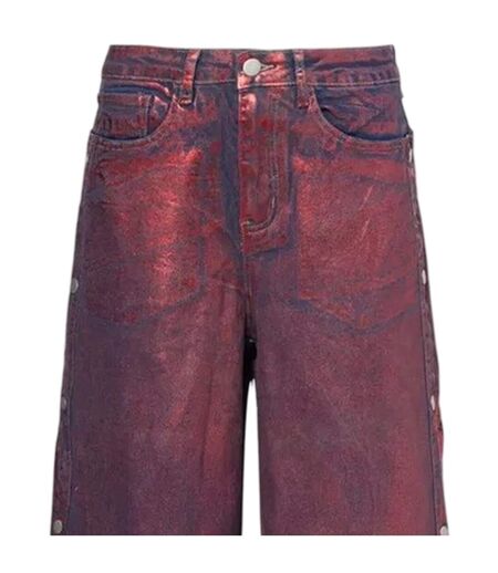 Womens/ladies Foil Wren Wide Leg Trousers Red AmyLynn