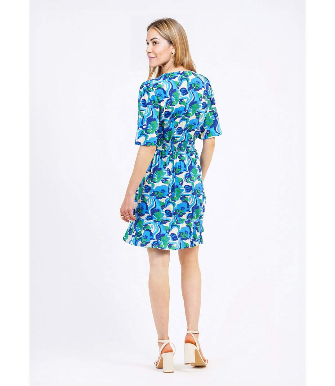 Robe courte taille élastiquée à motif-2