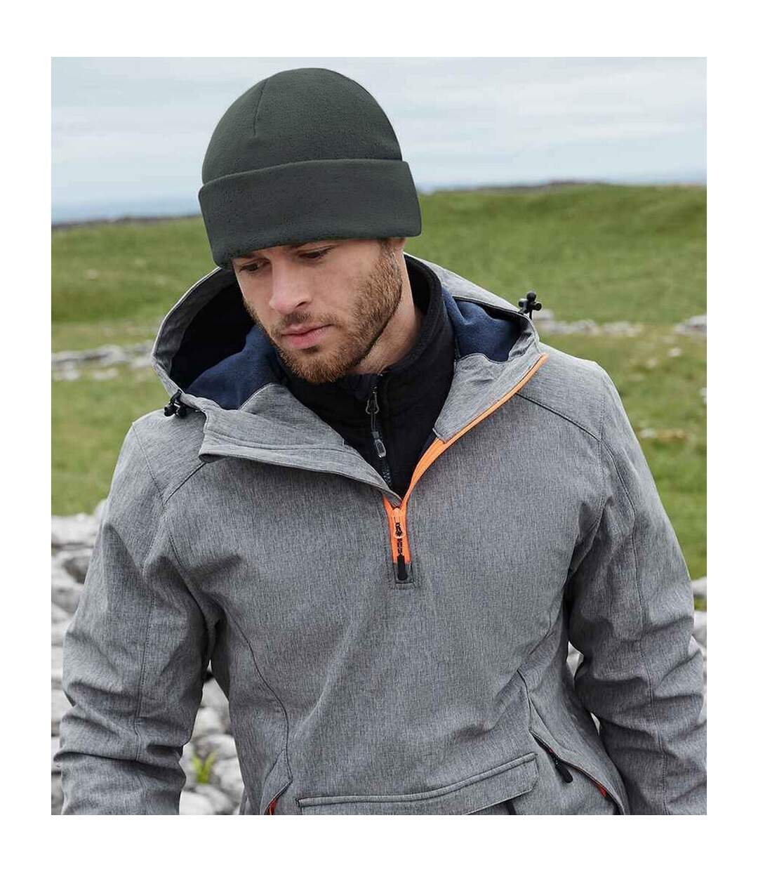Recycled fleece beanie steel grey Beechfield-2