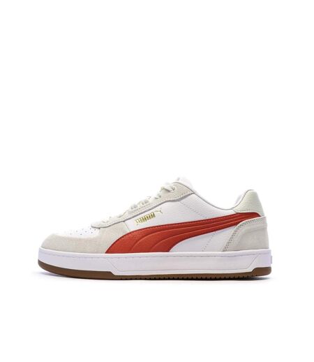 Baskets beige/rouge homme puma caven 2 lux