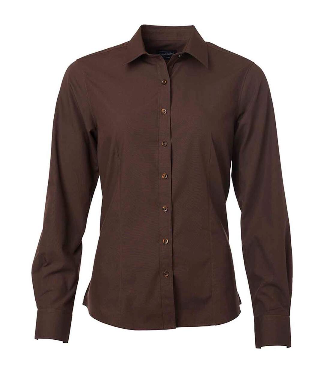 chemise popeline manches longues - JN677 - femme - marron-1