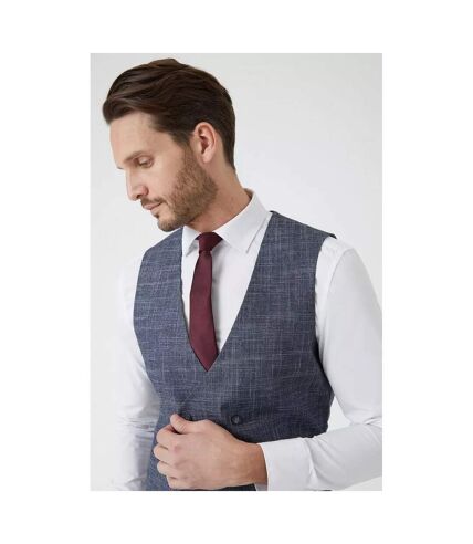 Burton Mens Prince Of Wales Check Double-Breasted Slim Vest (Navy)