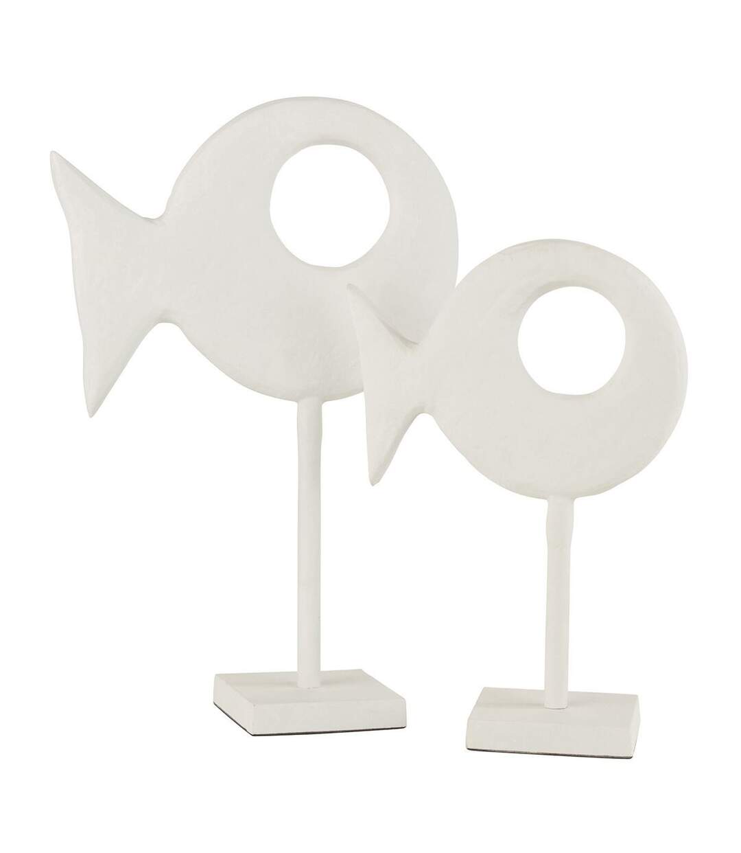 Statuette sur Pied Figurine Poisson 30cm Blanc-2