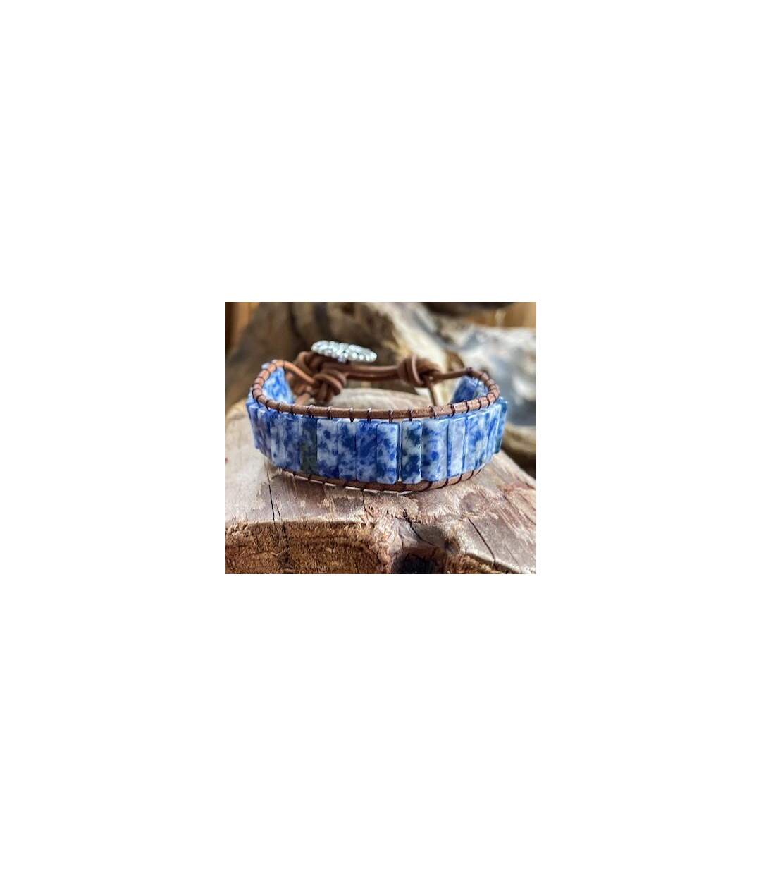 Bracelet d'amitié en sodalite et cuir-4