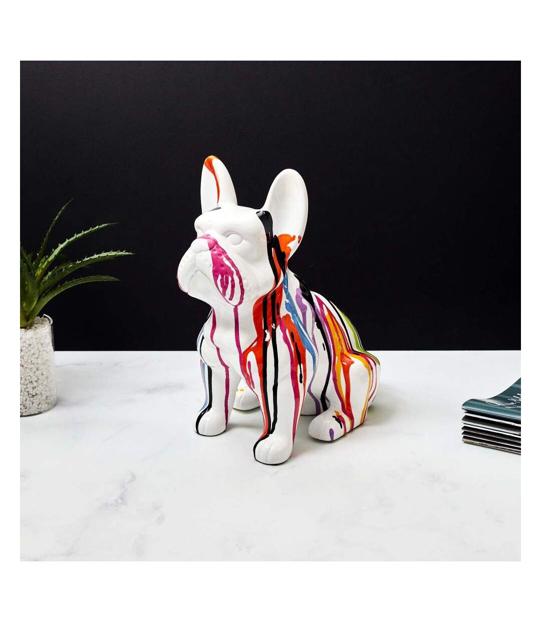 Bouledogue en céramique assis 30 cm-2