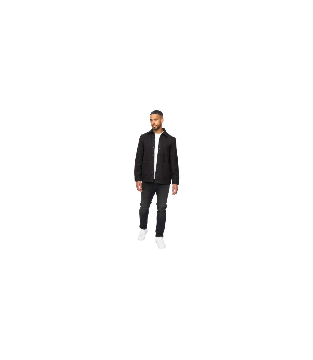 Mens Haynerson Textured Overshirt Black Bewley & Ritch-1