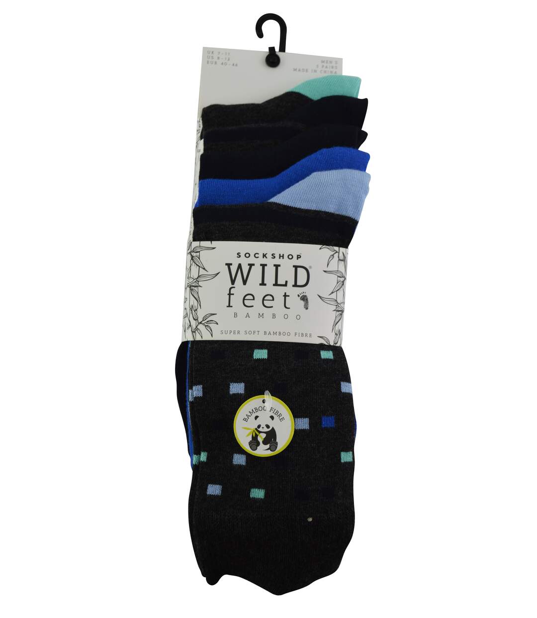 Wild Feet - 3 Paires Homme Chaussettes | Chaussettes Bambou Unies Rayures