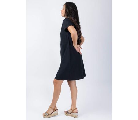 Robe courte style tailleur Albertine unie noire Coton Du Monde