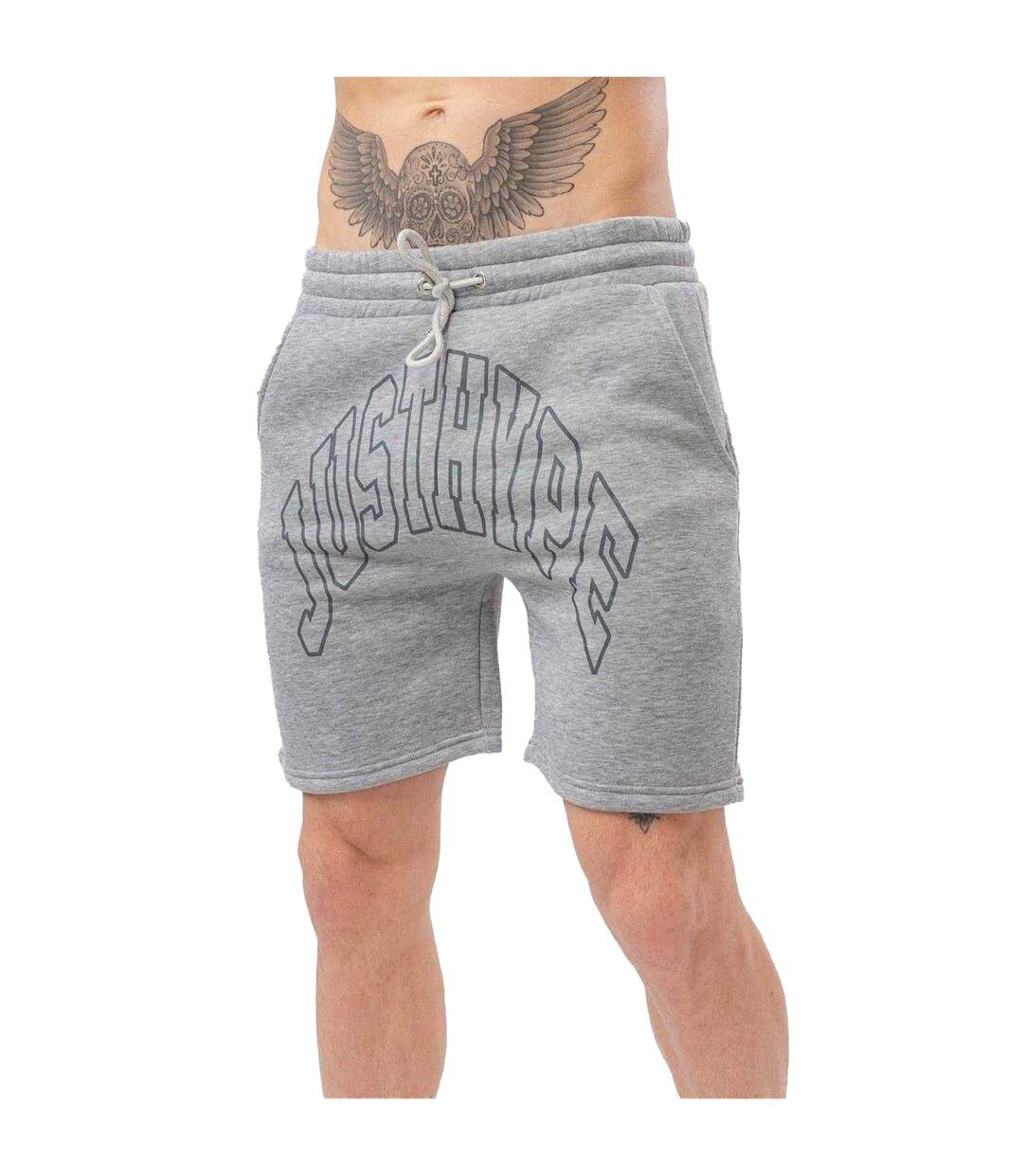Mens Letterman Sweat Shorts Grey Marl Hype-2