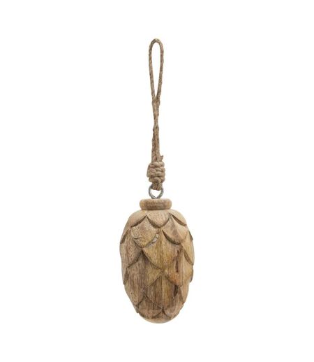 Wooden pine cone bauble 8cm x 6cm x 6cm natural Hill Interiors