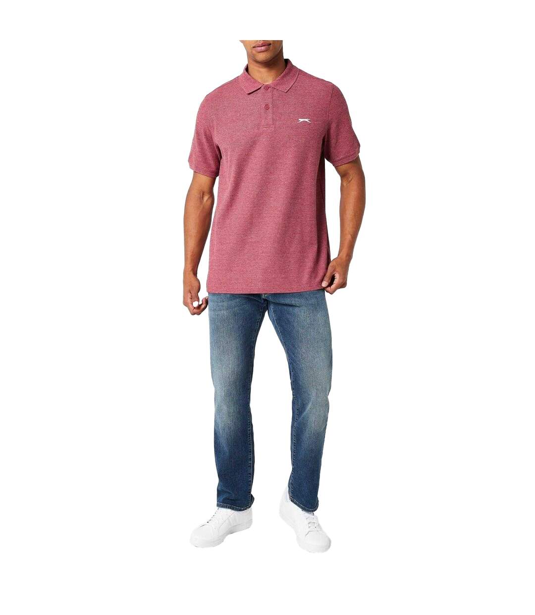 Polo Motif/style Logo Brodé Homme Bordeaux Chiné Slazenger-4
