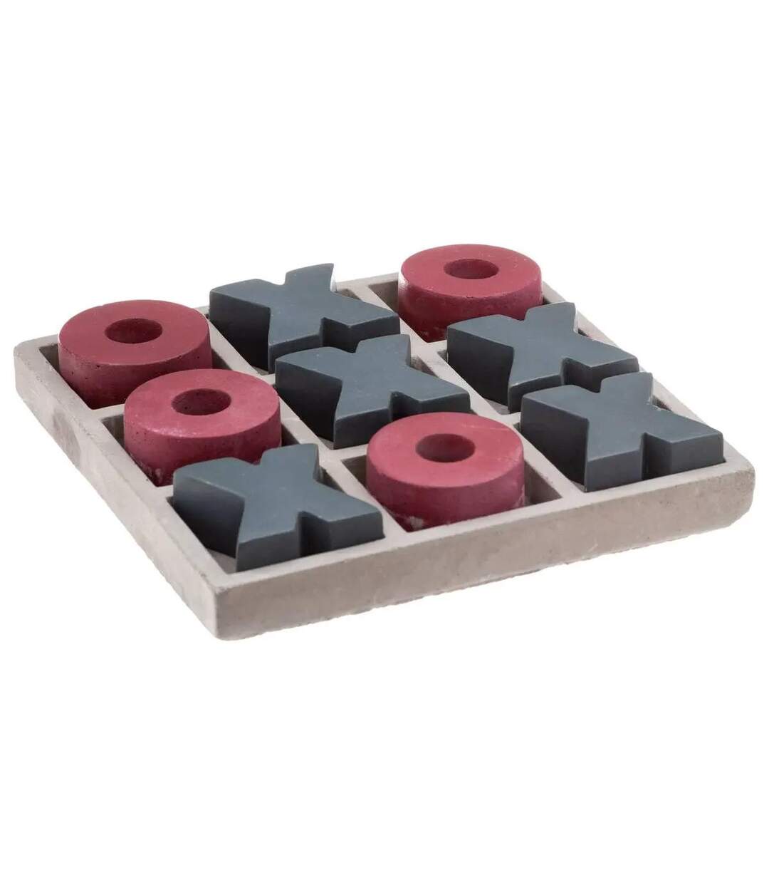Jeu de Société en Ciment Morpion 15cm Gris-1