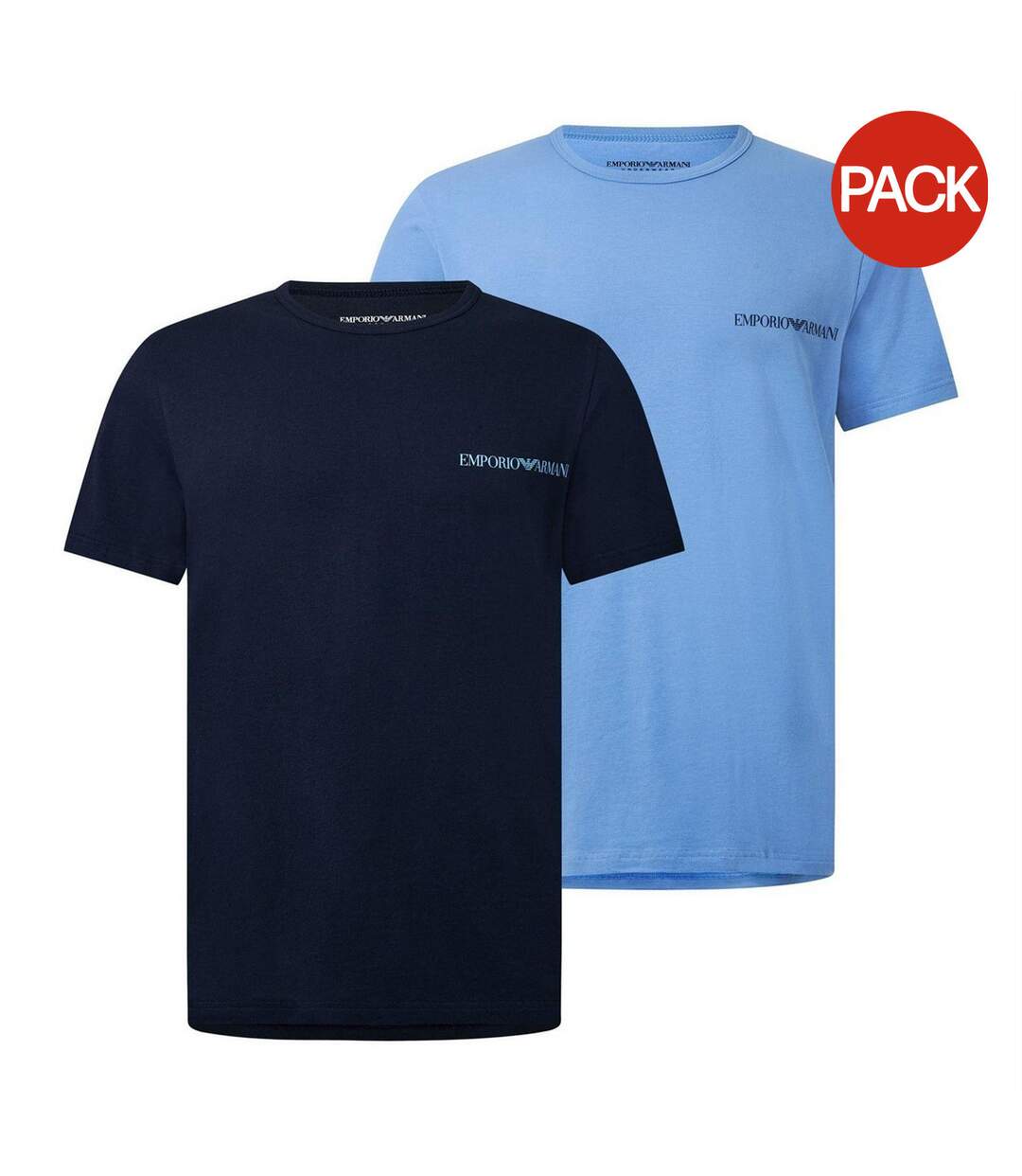 Pack Of 2  Mens Logo Crew Neck T-shirt  Black Blue Emporio Armani EA7-1