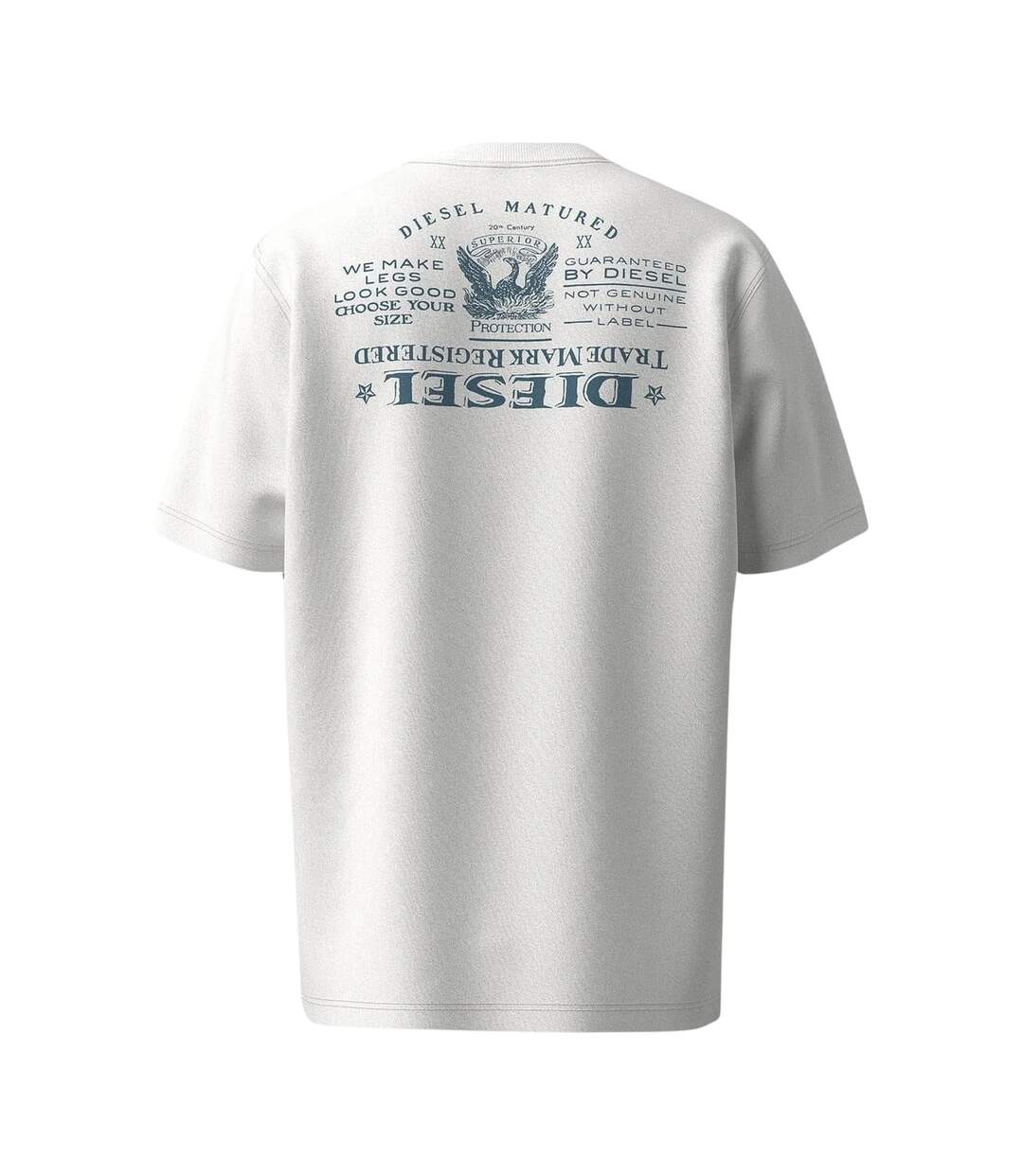 Mens Upside Down Back Print T-shirt White Diesel-2