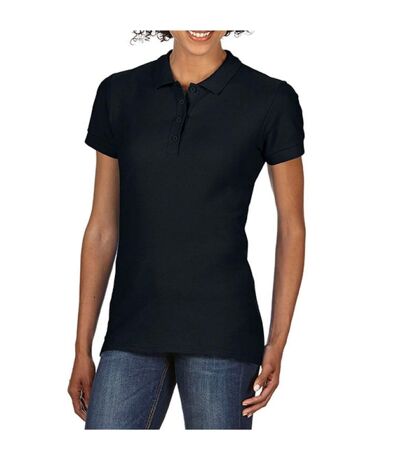 Womens/ladies double piqué polo shirt black Gildan