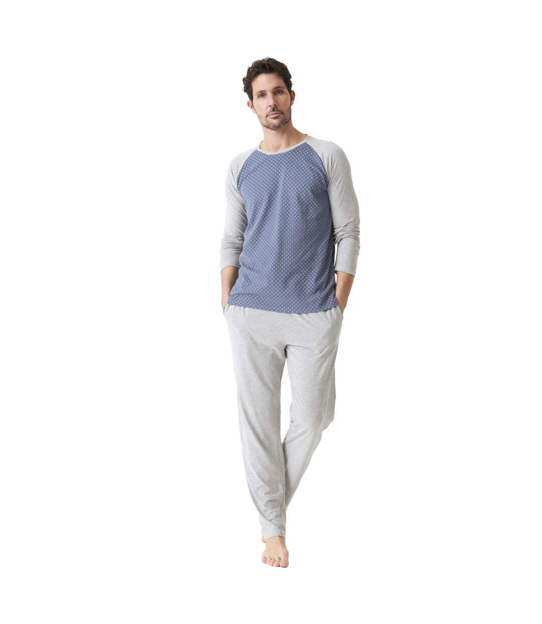 JJB9 Men's Long Sleeve Cotton Pajamas-1