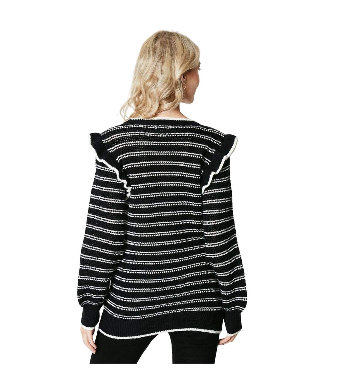 Womens/ladies stripe frill tunic black Principles-2
