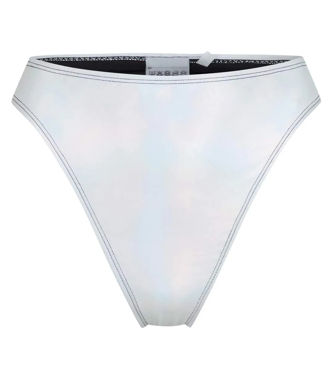 Womens/ladies Holographic High Waist Bikini Bottoms Metallic Silver Brave Soul-2