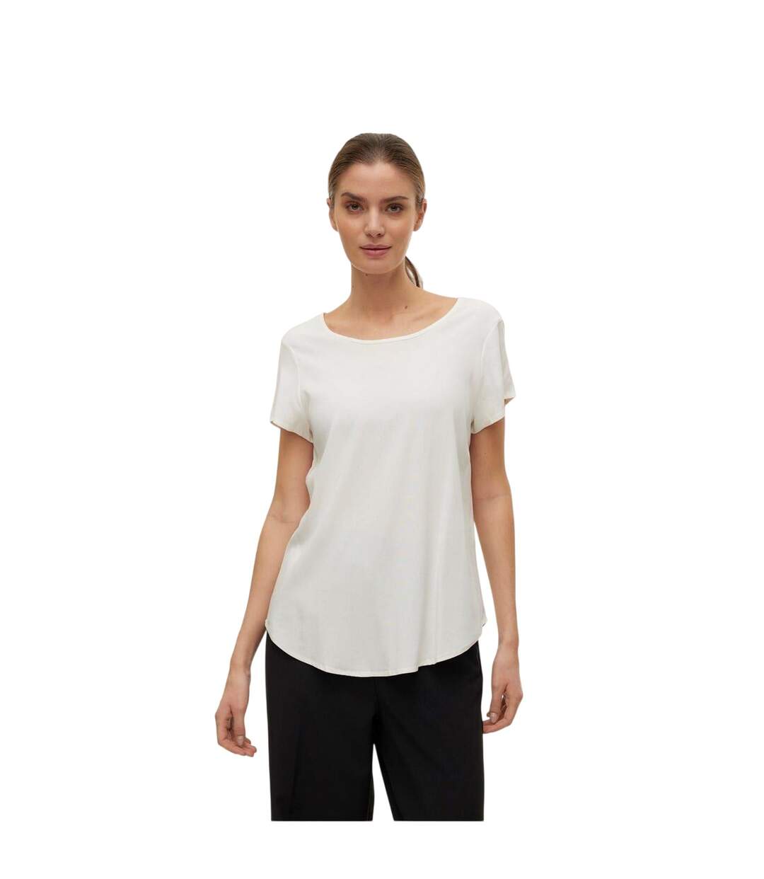 Womens/ladies Bella Scoop Neck Regular T-shirt Snow White Vero Moda-2
