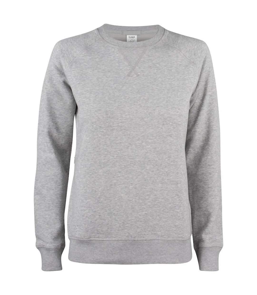 Womens/ladies Premium Organic Cotton Sweatshirt Grey Melange Clique-1