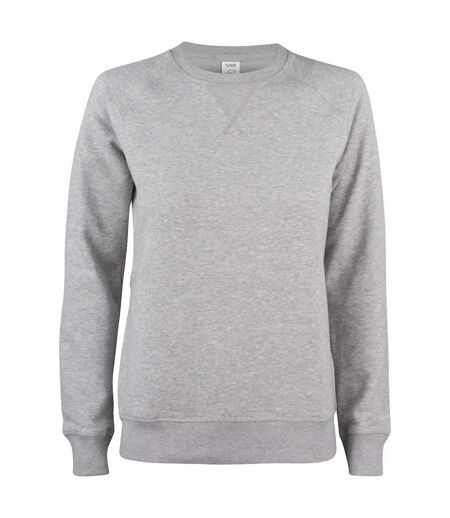 Womens/ladies Premium Organic Cotton Sweatshirt Grey Melange Clique