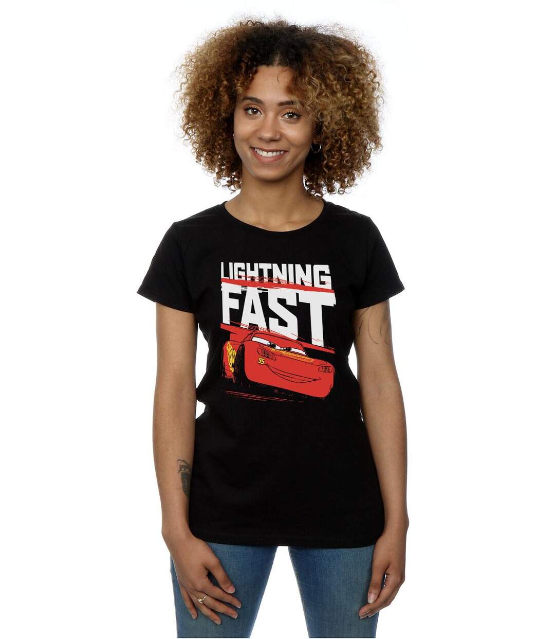 Disney - T-shirt CARS LIGHTNING FAST - Femme (Noir) - UTBI13604-2