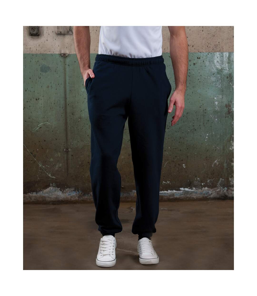College Cuffed Sweatpants / Jogging Bottoms New French Navy Awdis-1