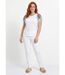 T-shirt court blanc motif sequins col rond-3