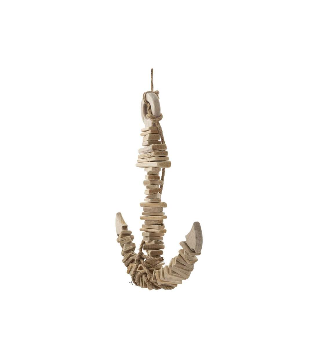 Décoration Murale en Bois à Suspendre Ancre 46cm Naturel-2