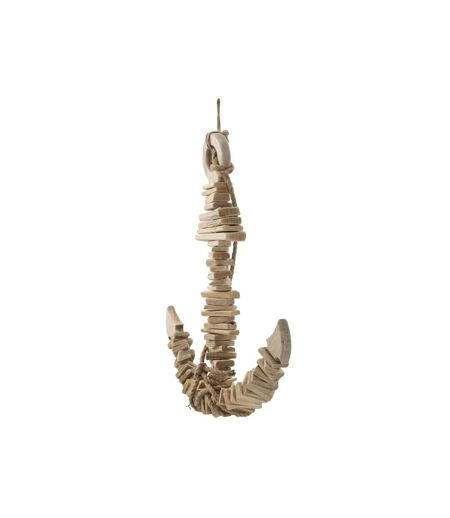 Décoration Murale en Bois à Suspendre Ancre 46cm Naturel