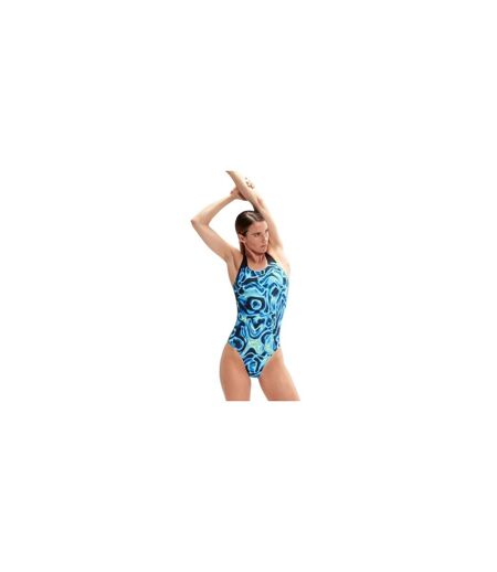 Maillot De Bain 1 Pièce Motif/style Abstrait Allover Digital Femme Bleu Noir Abstrait Speedo