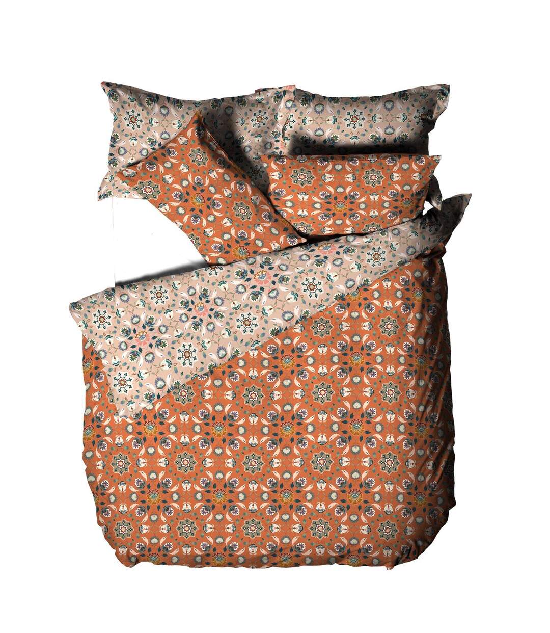 Folk floral duvet cover set orange Furn-1