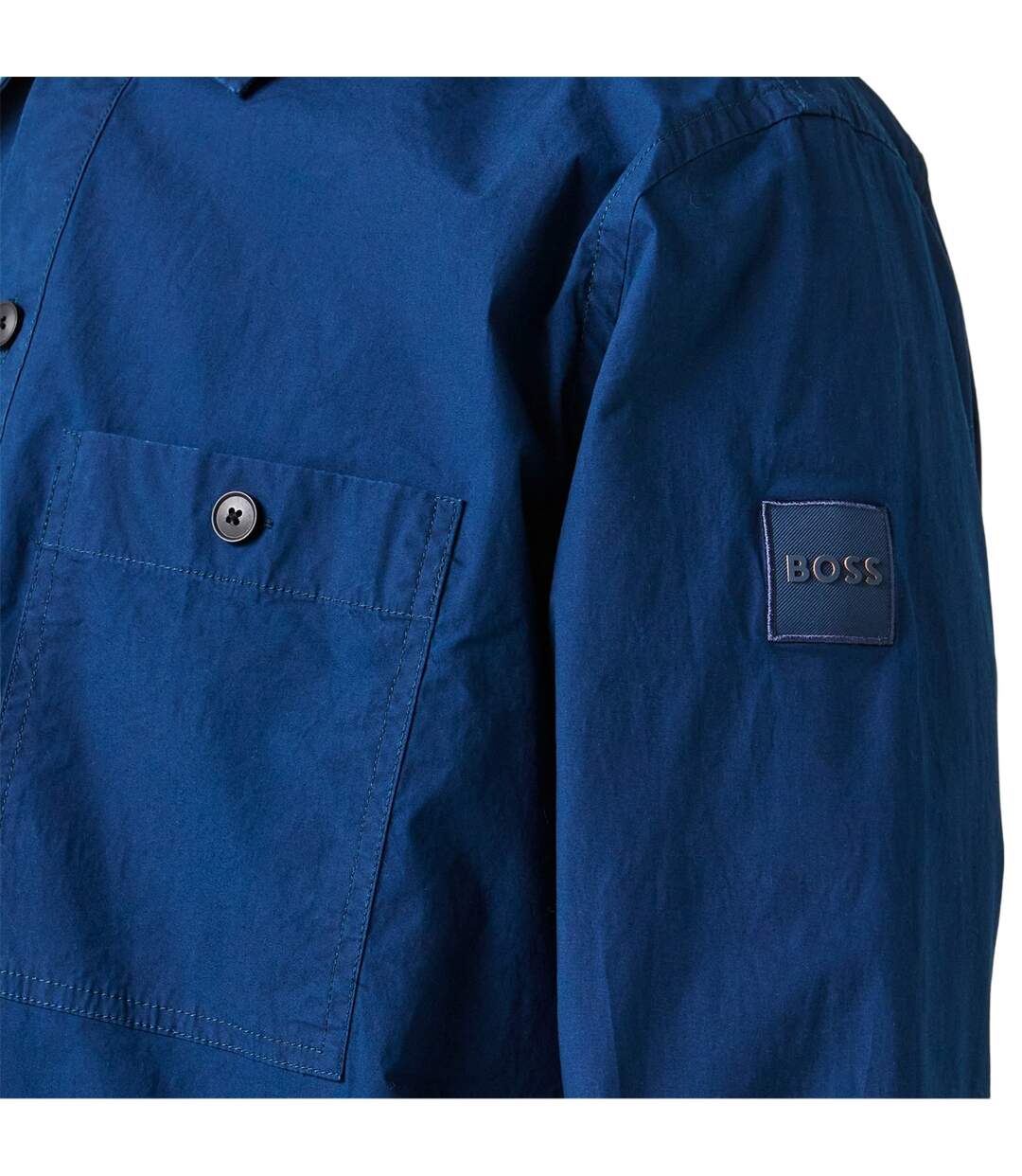 Mens Barrel Collared Long-sleeved Overshirt Blue Boss-3