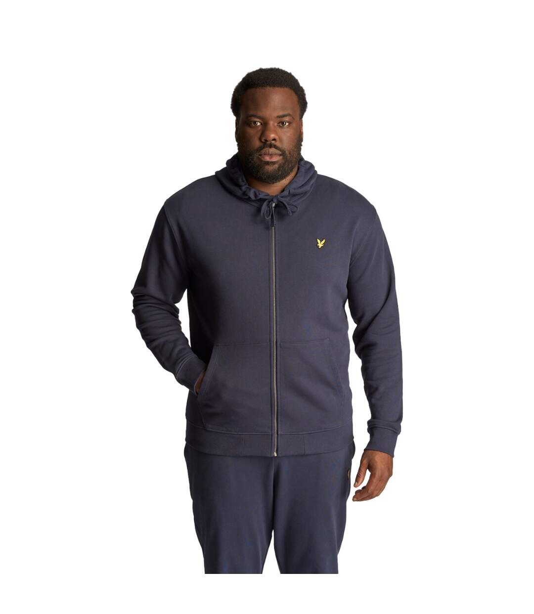 Mens plus full zip hoodie marine Lyle & Scott-3