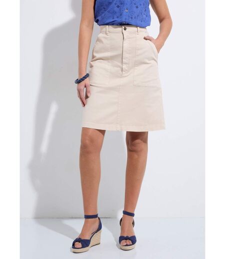 Jupe courte droite poches cargo coton stretch