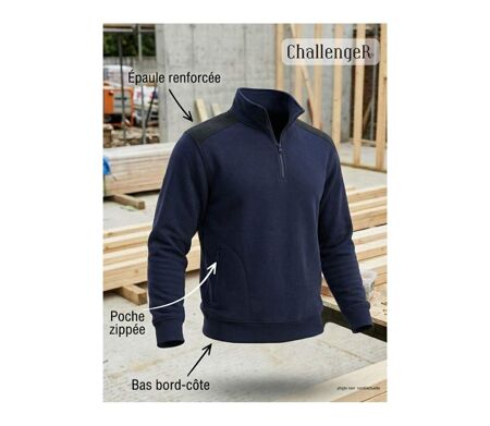 Sweat Col Camionneur Homme Pierro6 Challenger avec Renforts Épaules