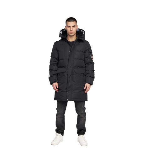 Mens Milwaka Long Padded Jacket Black Crosshatch
