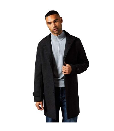 Mens Signature Wool Blend Funnel Neck Coat Dark Grey Burton