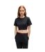 Womens/ladies Logo Ribbed Waistband Crop T-shirt Black Hugo-1