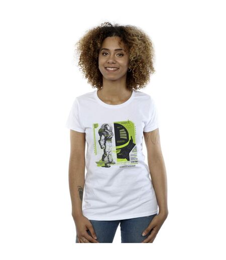 Disney T-shirt en coton à empiècement technique Lightyear Buzz Femme/Ladies (Blanc) - UTBI28932
