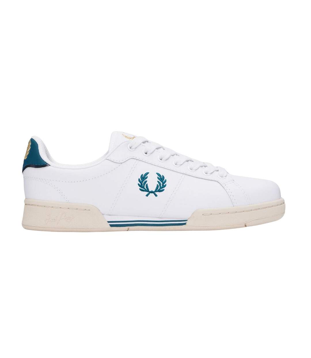 Mens Bay Ocean Logo Leather Trainers White Fred Perry-3
