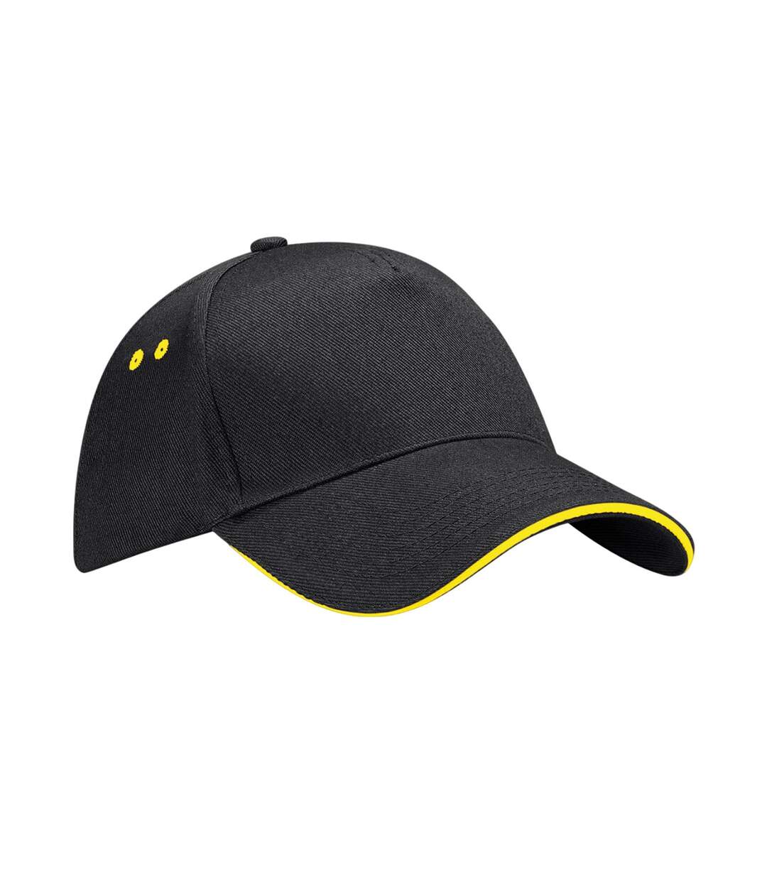 Casquette De Baseball Noir Jaune Beechfield-1