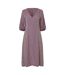 Robe Mi-longue Manches ¾ Motif/style À Rayures Femme Rose Stine Goya-2