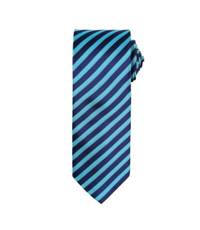 Premier Mens Double Stripe Pattern Formal Business Tie (Turquoise/ Navy) (One Size) - UTRW5235