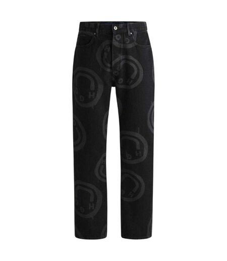 Mens Nate Graphic Print Jeans Black Hugo