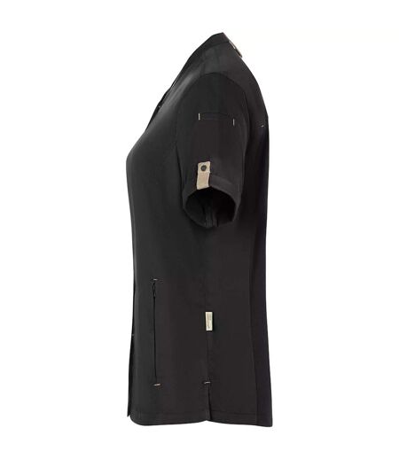 Womens/ladies Green-generation Short-sleeved Chef Jacket Black Karlowsky
