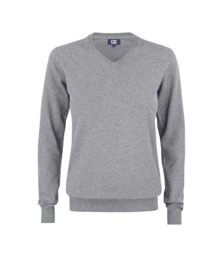 Womens/ladies Oakville Knitted Sweatshirt Grey Melange Cutter & Buck