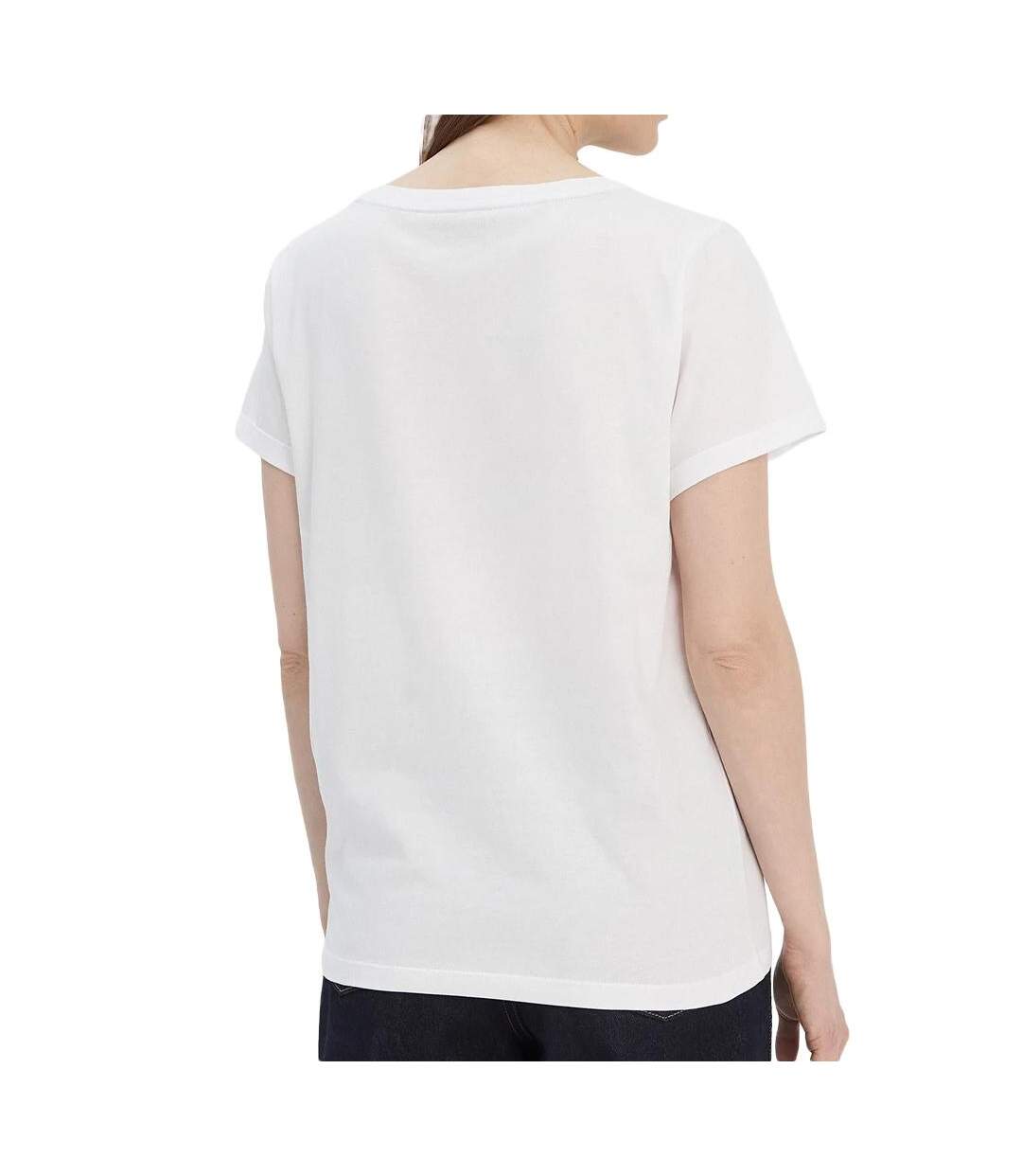 T-Shirt blanc femme tommy hilfiger sleeve-2