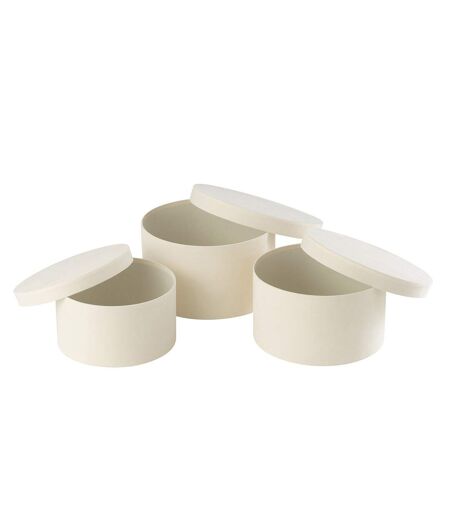 Lot de 3 Boîtes de Rangement Rondes Plates Vaughn 32cm Blanc